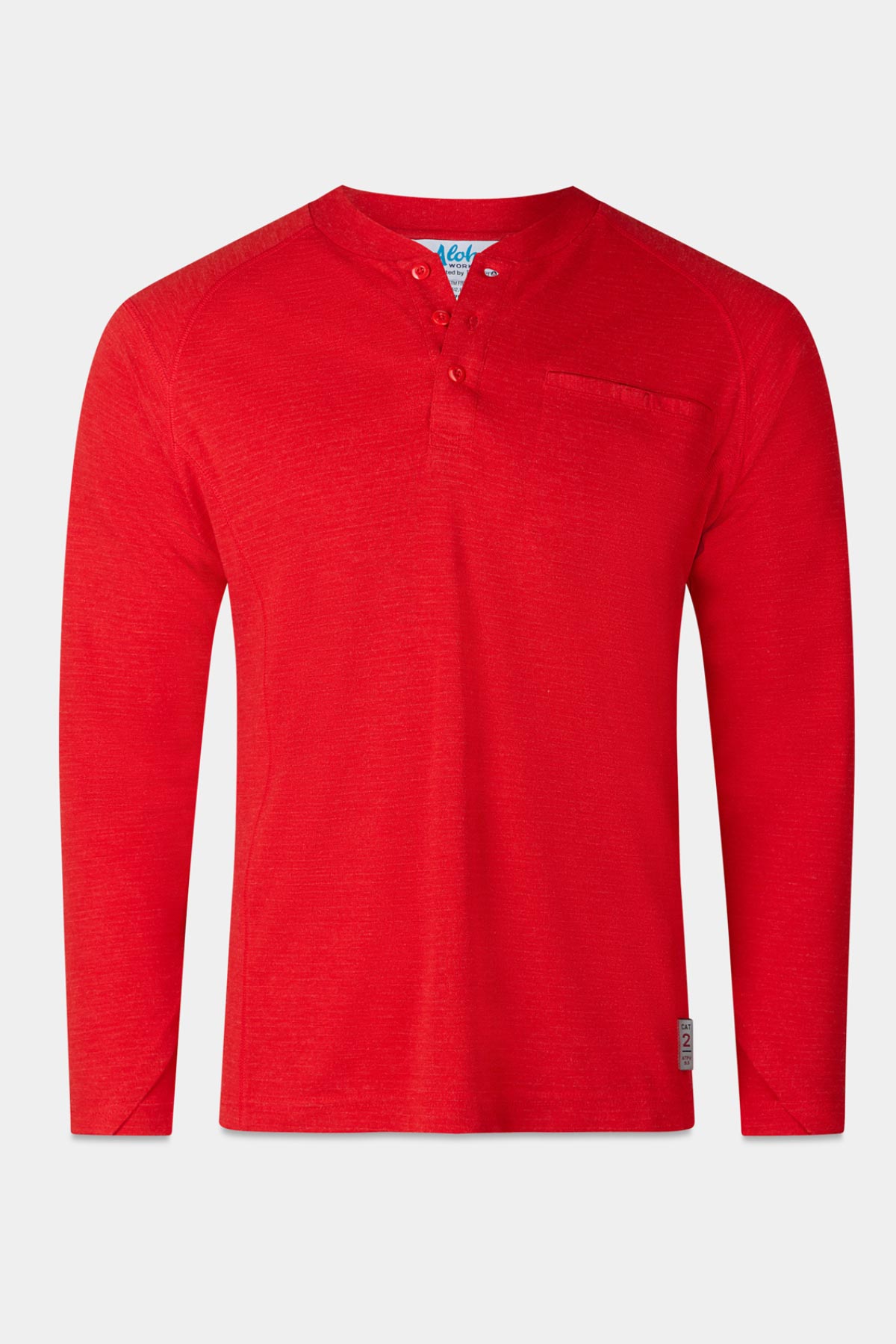 Aloha Inherent Raglan Henley Red | Aloha Workwear
